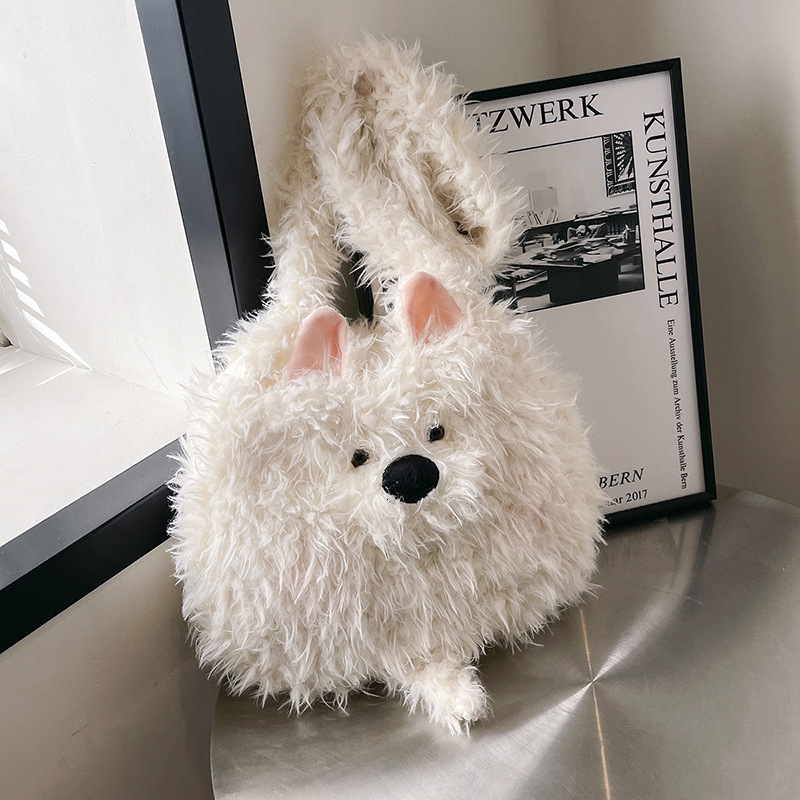 Free Delivery Designer Bag Cute Samoyed Dog Single Shoulder Backpack Large Capacity Hand Plush 2025 Spring Women's Bag Fashion Luxury Bag