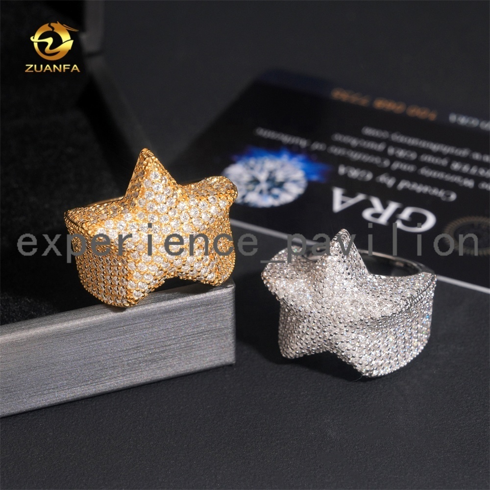 Pass Diamond Tester Hip Hop Star Iced Out Luxury VVS Mens 925 Silver Moissanite Ring