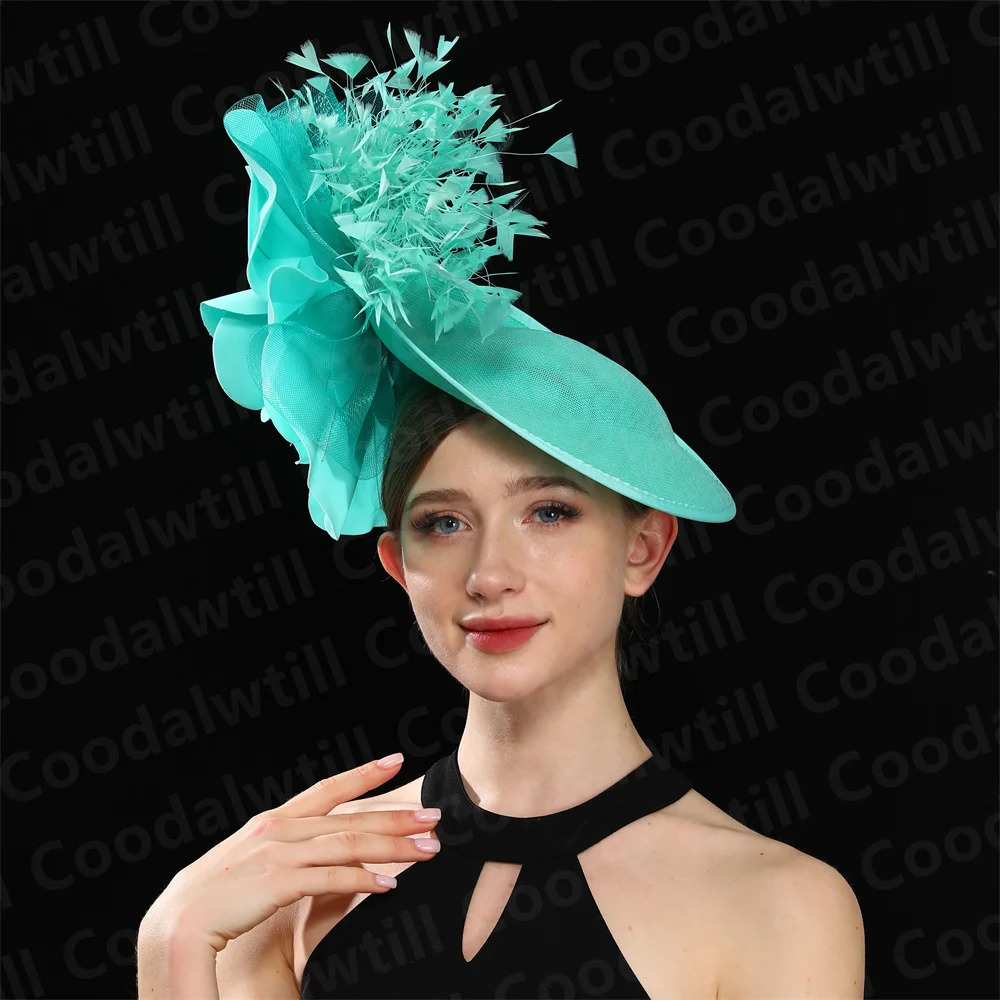 Big Flower Wedding Fascinator Hat Women Formal Party Tea Headpiece Ladies Cocktail Church Chapeau Cap Headband Woman Millinery 250514