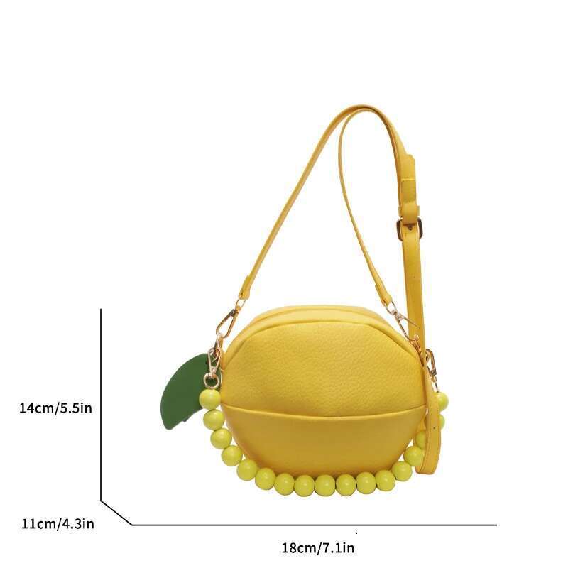 Cute Lemon Dopamine Style Women's Shoulder Fashion Personality PU Solid Color Crossbody Lightweight Fruit Bag