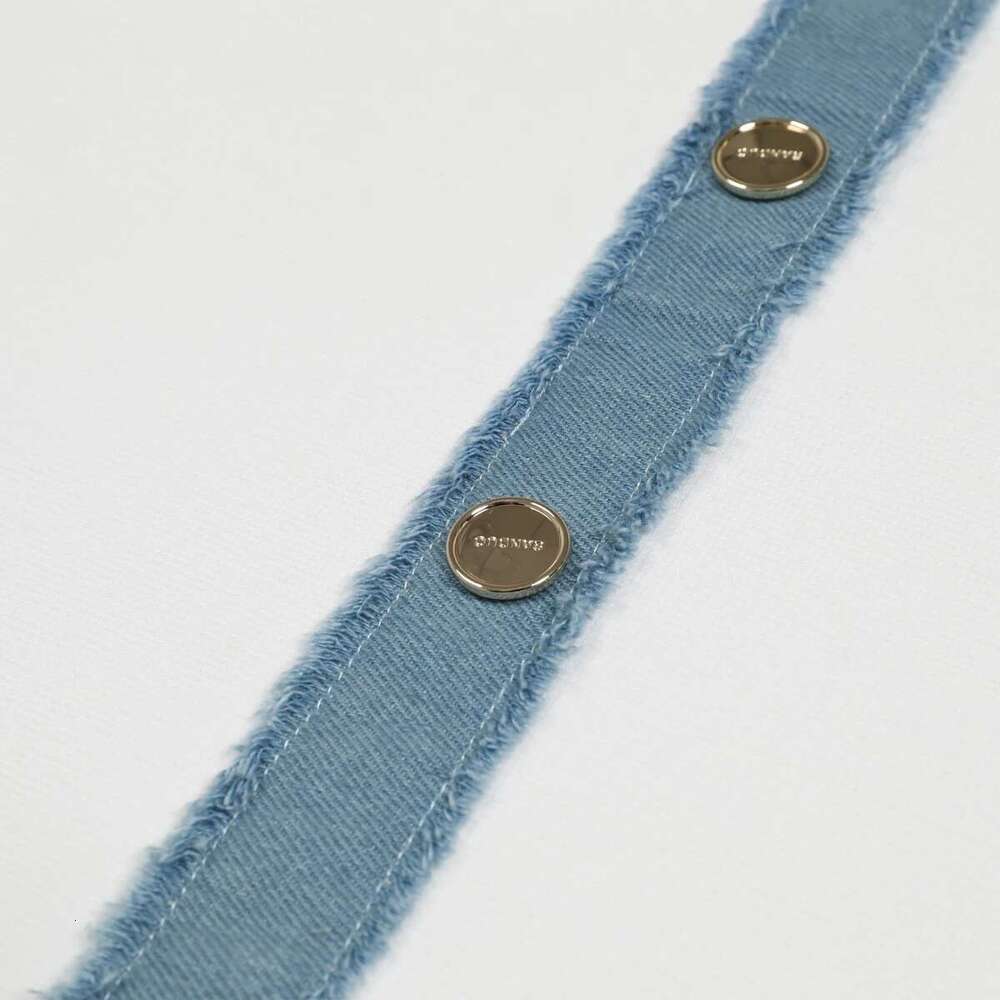 High Quality Elastic Knitted New Fashionable Round Neck Denim Sleeveless Pleated Slim Fit Commuter Women's Dress