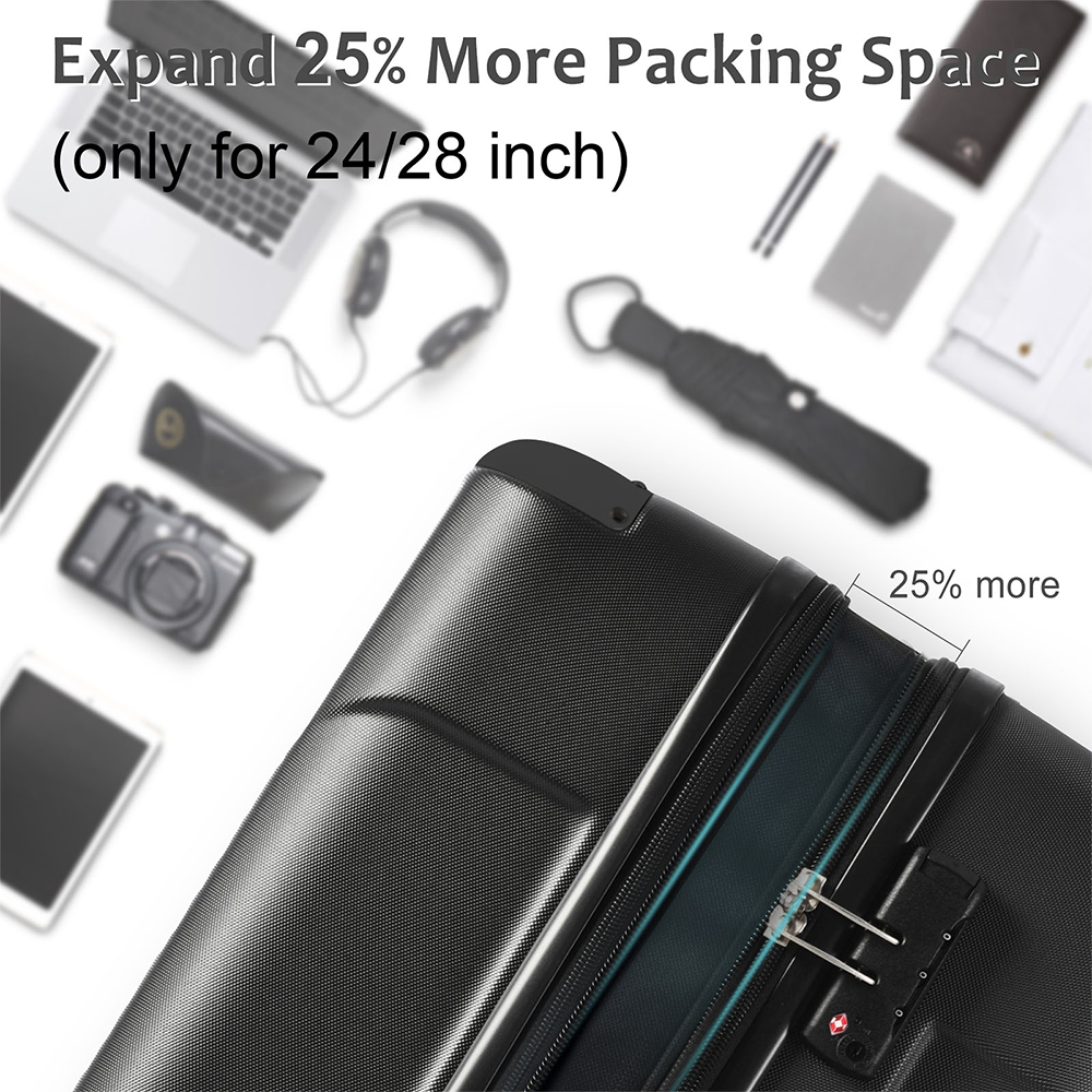 Luggage Sets 3 Piece, Expandable Hard shell ABS Suitcases with Double Spinner, Travel luggage Set with TSA Lock allows for wide luggage travel (20/24/