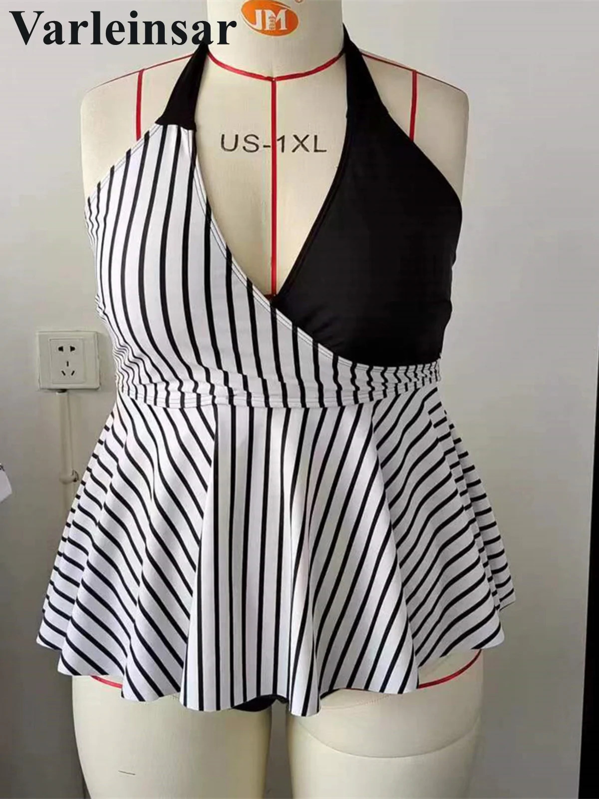 0XL - 4XL Stripe Bikini Large Size Swimwear Plus Size Women Swimsuit Female Two-pieces Bikini set Bather Bathing Suit Swim V6651 250515
