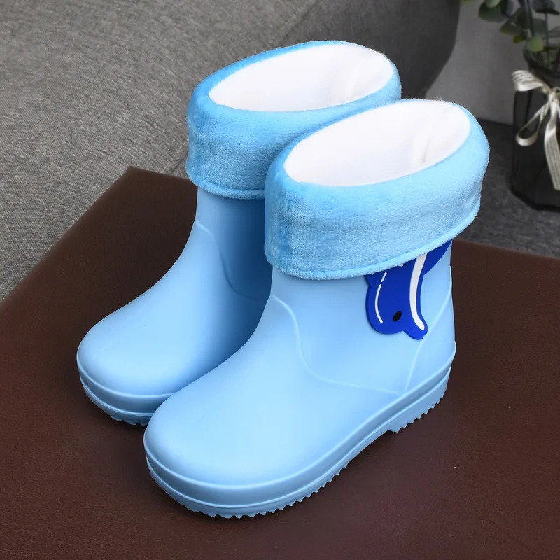 Child Waterproof Rain Boots Mid-calf Flat Cute Animal Pattern Soft Bottom Non-slip Rain Shoes Kid Students Mountain Hiking Boots 250515