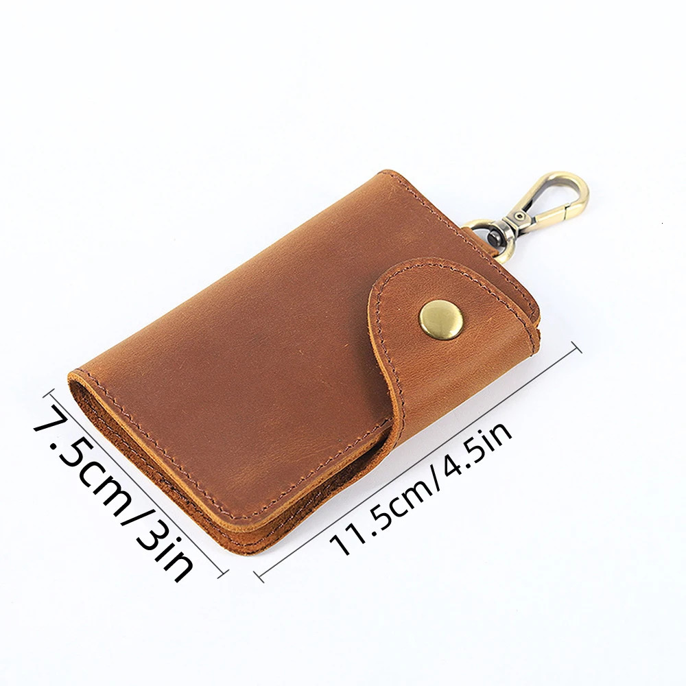 Multi-functional Leather Waist Key Pouch Organizer with Card Holder Snap Button Wallet 250515