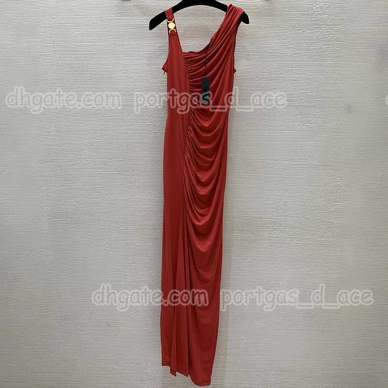 Designer Pleated Long Dress Women Sexy Slimming Slip Dresses Summer Luxury Ladies Formal Dinner Party Birthday Sleeveless Vest Dress