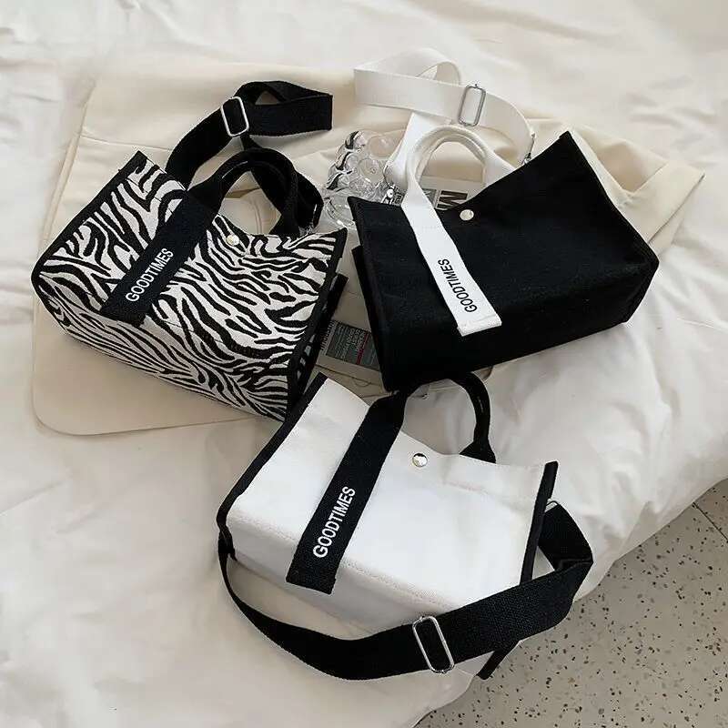 High-Quality Texture Zebra Pattern Women One-Shoulder Crossbody Handbag New Large-Capacity Brand Canvas Wild Western Style