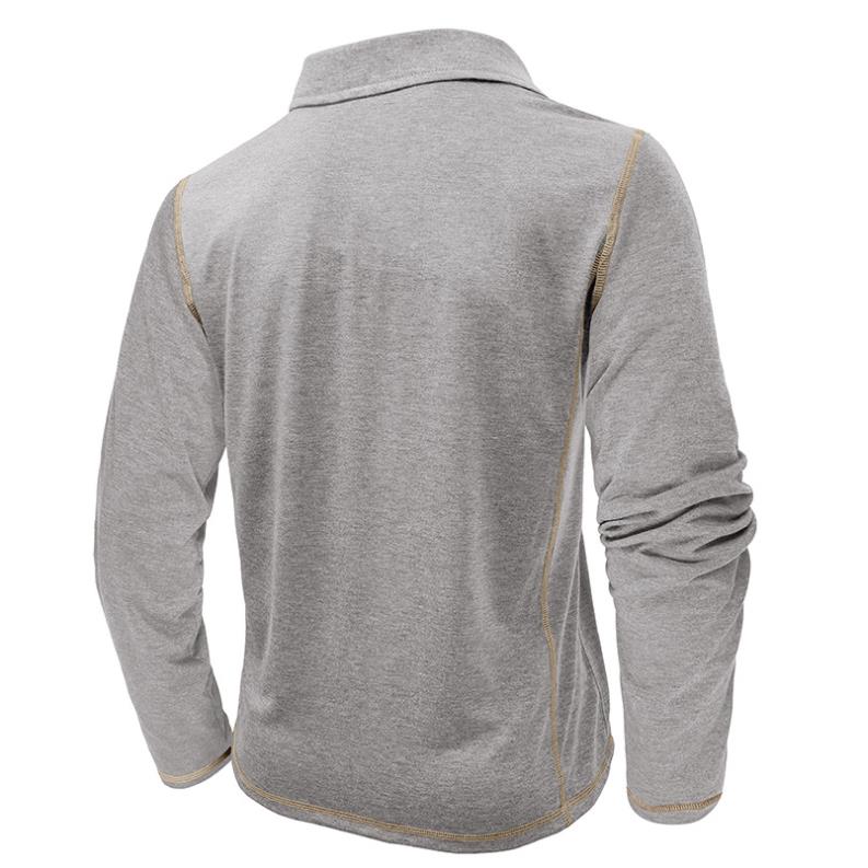 Fashion Shirt XXL Men's Casual Polo Shirts Classic Long Sleeve Basic Button T-Shirt Lightweight Cotton Golf Tops with Pocket Tees