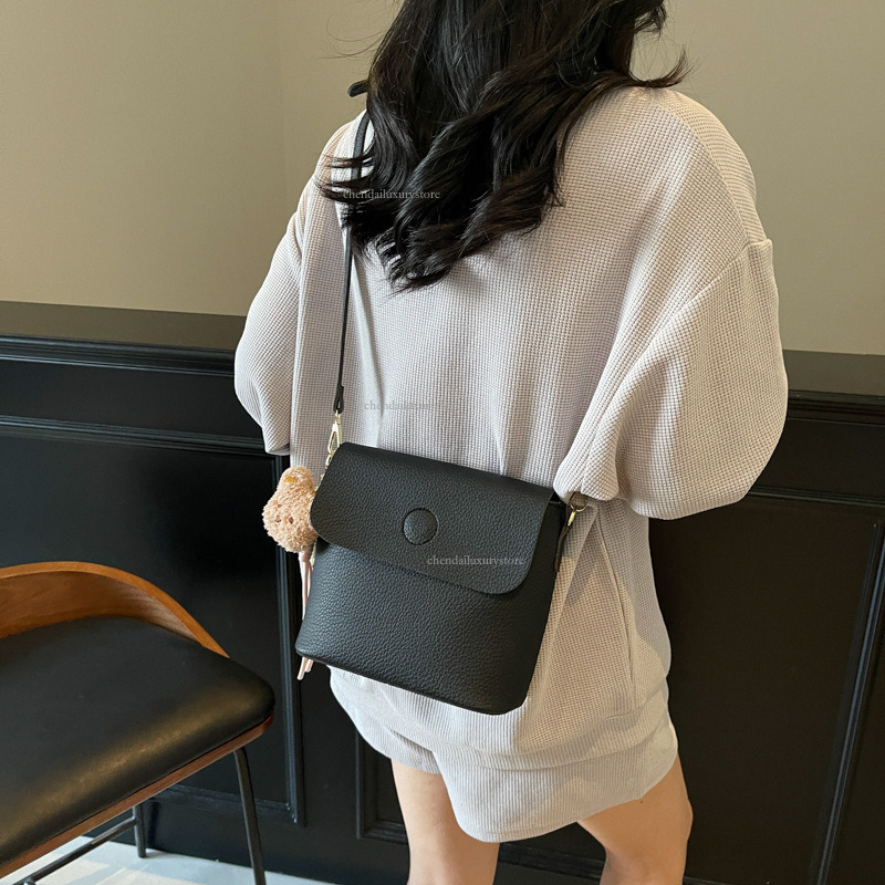 Women's Minimalist Designer Bag New Lychee Pattern Wide And Narrow Double Strap Shoulder Bag Magnetic Buckle Zipper Crossbody Bag Shopping Bag Fr
