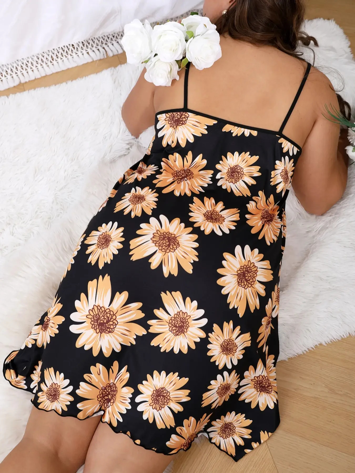 Plus size camisole dress for home wear pyjamas 1XL5XL various sizes external beautiful and comfortable 250506