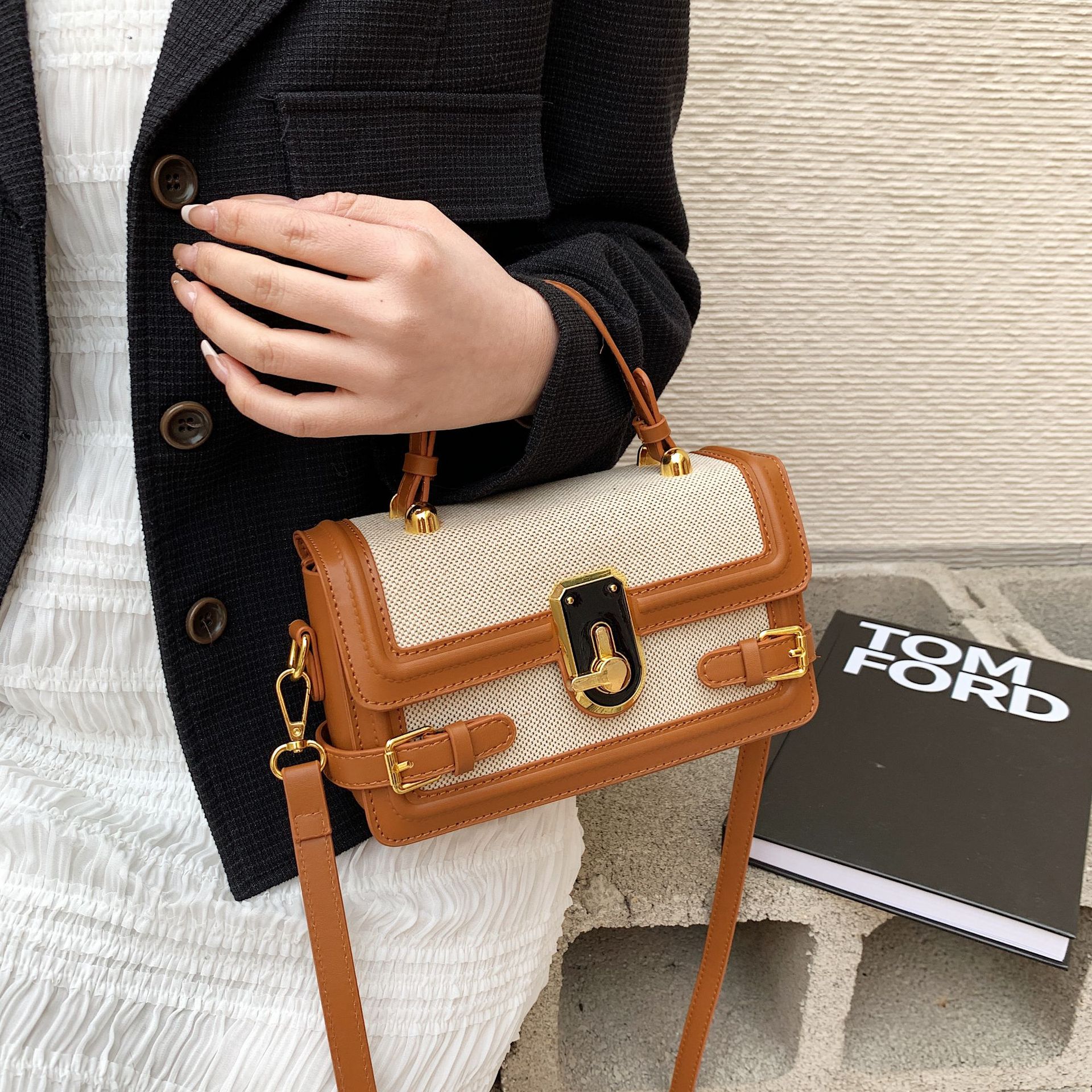 Best Selling Women's Crossbody Tote Bag - Vintage Color Block Design, Boho Chic Shoulder Purse with Free Shipping