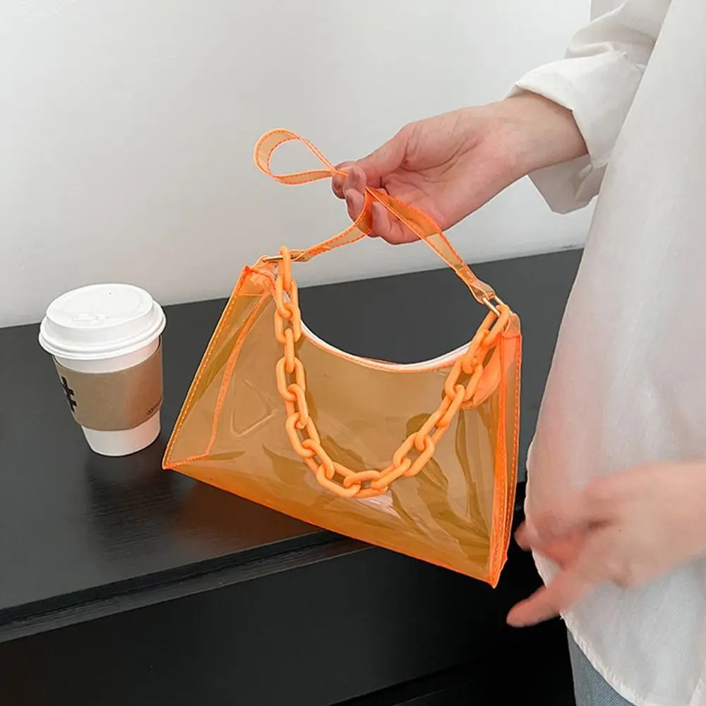 Fashion Ladies Jelly Bags PVC Clear Bag Underarm Bags Casual Women Summer Handbags Purse Cell Phone Shoulder Bag 250515