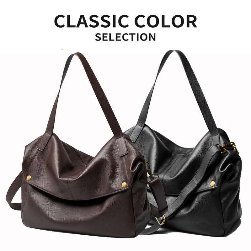 2025 New Large Capacity Women's Shoulder Bag Genuine Leather Tote Casual Handbag for University Students And Commuters Crossbody