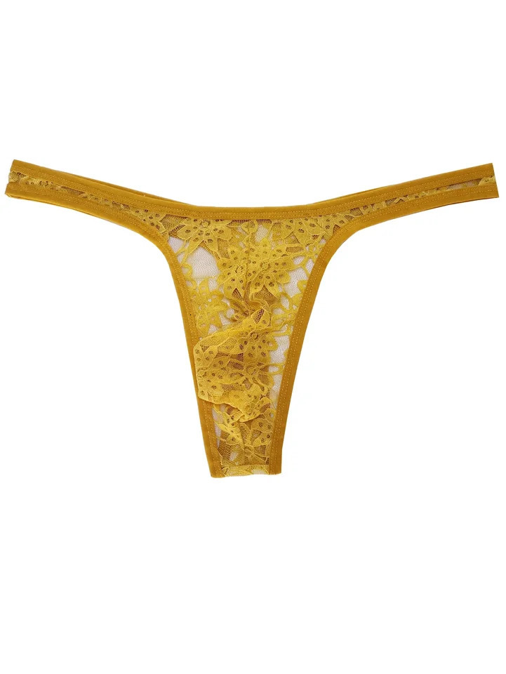 Hollow Out Lace Men Sexy Transparent Thong Underwear See Through Sissy Personalized Jockstrap Man Underpant Erotic HT145 250515