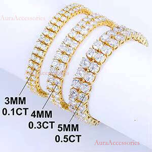 Femme Pass Dia Tester 2 Rows 3mm 4mm 5mm VVS Moissanite White Gold Plated Sterling Sier Tennis Bracelet for Men