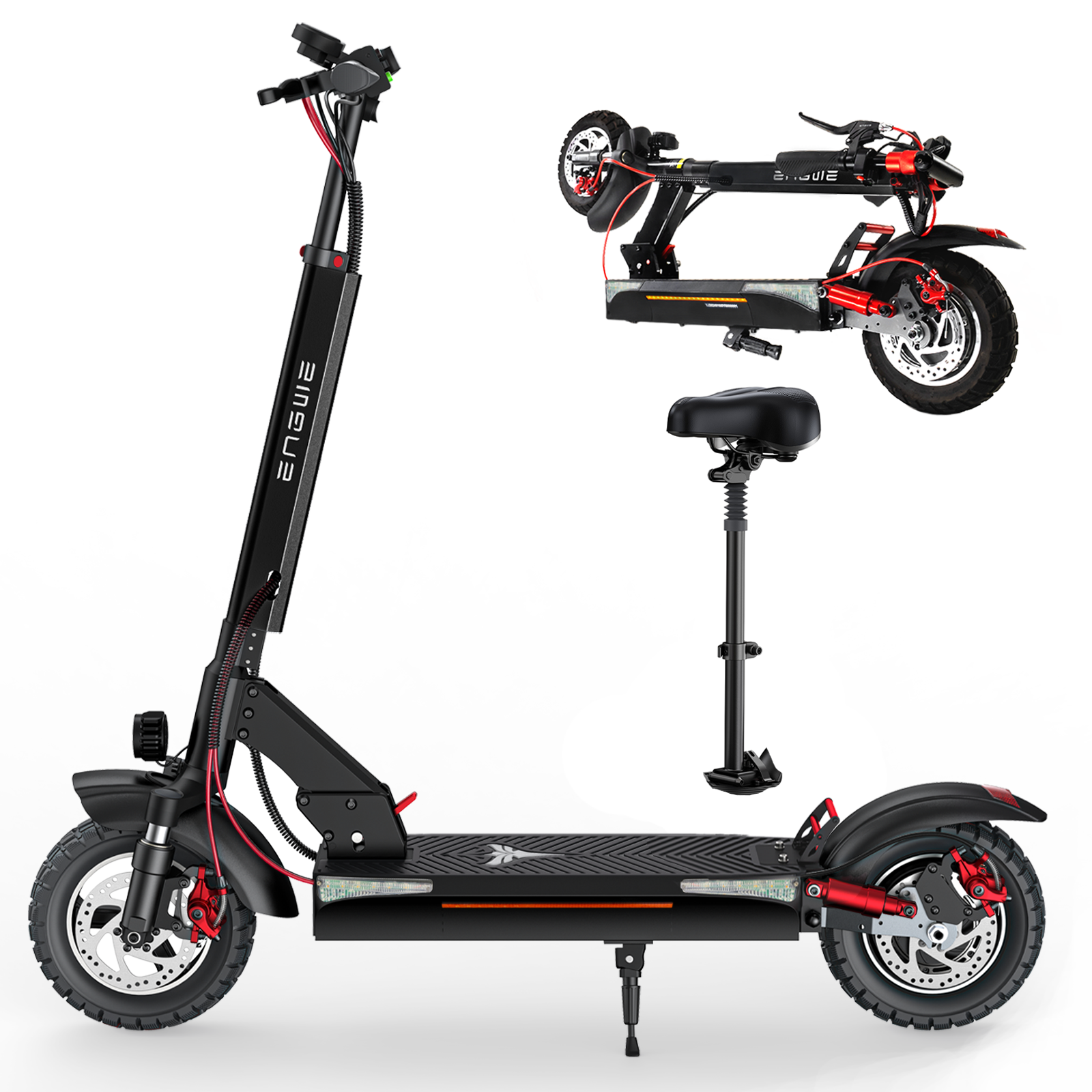 EU Stock ENGWE Y600 10 inch Electric Scooter with Removable seat 830W Motor Folding e-Scooter 48v 18.2AH Battery 28mph Max Speed 40Mi Long range Full 