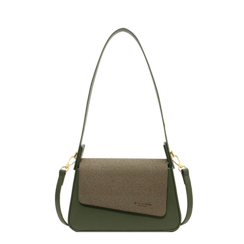 Women's new texture wide strap small square contrasting color fashionable handbag simple single shoulder crossbody bag