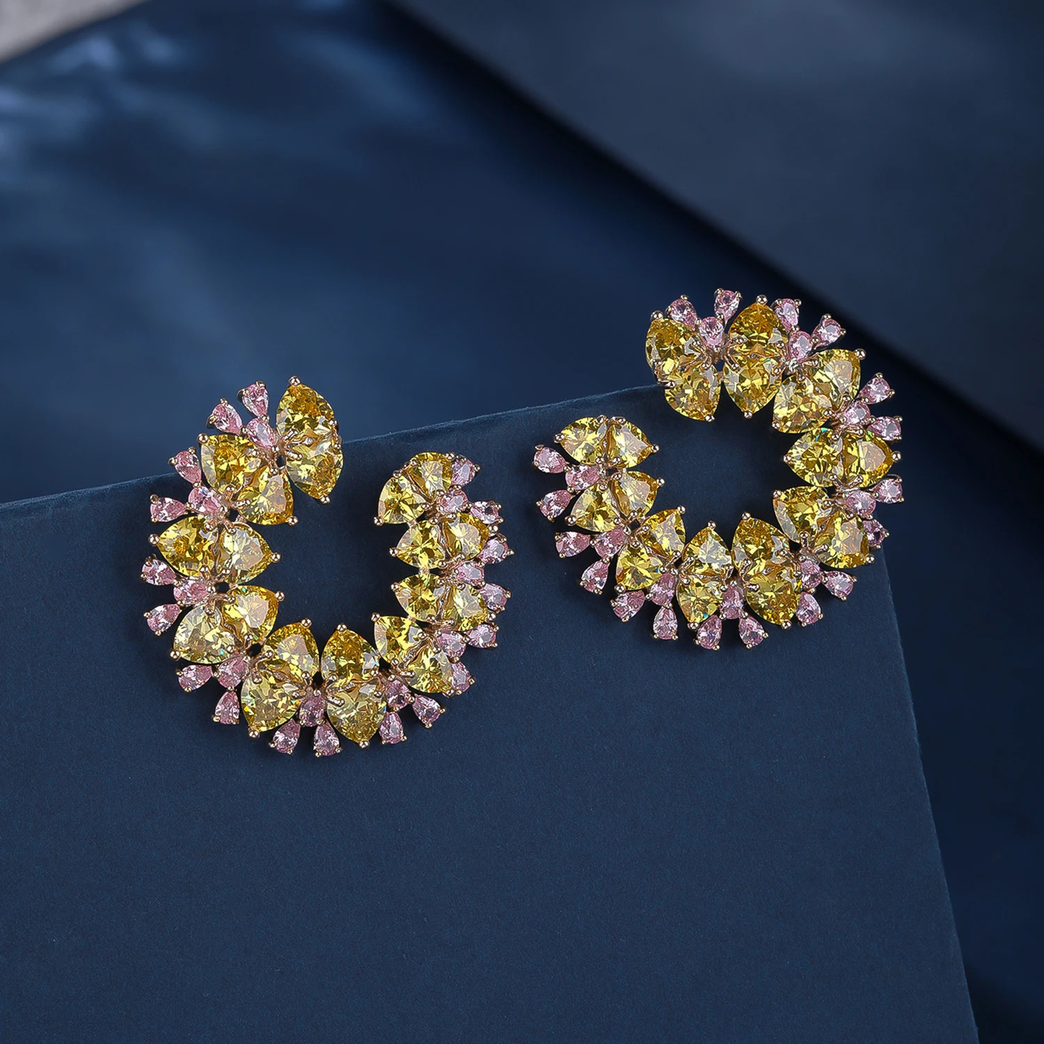 High Quality C Shape Colorful Zircon Earrings Gifts For Girls Jewelry Colorful Dress Accessories Earrings For Women CE12118 250515