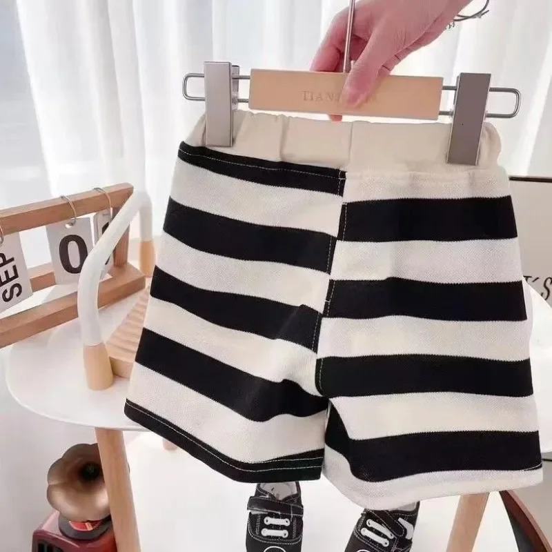 Summer Children Sets Boys Girls Short-sleeved Striped T-shirt Shorts Set Babies Fashion Round Neck Tracksuits Kids Suits 250515