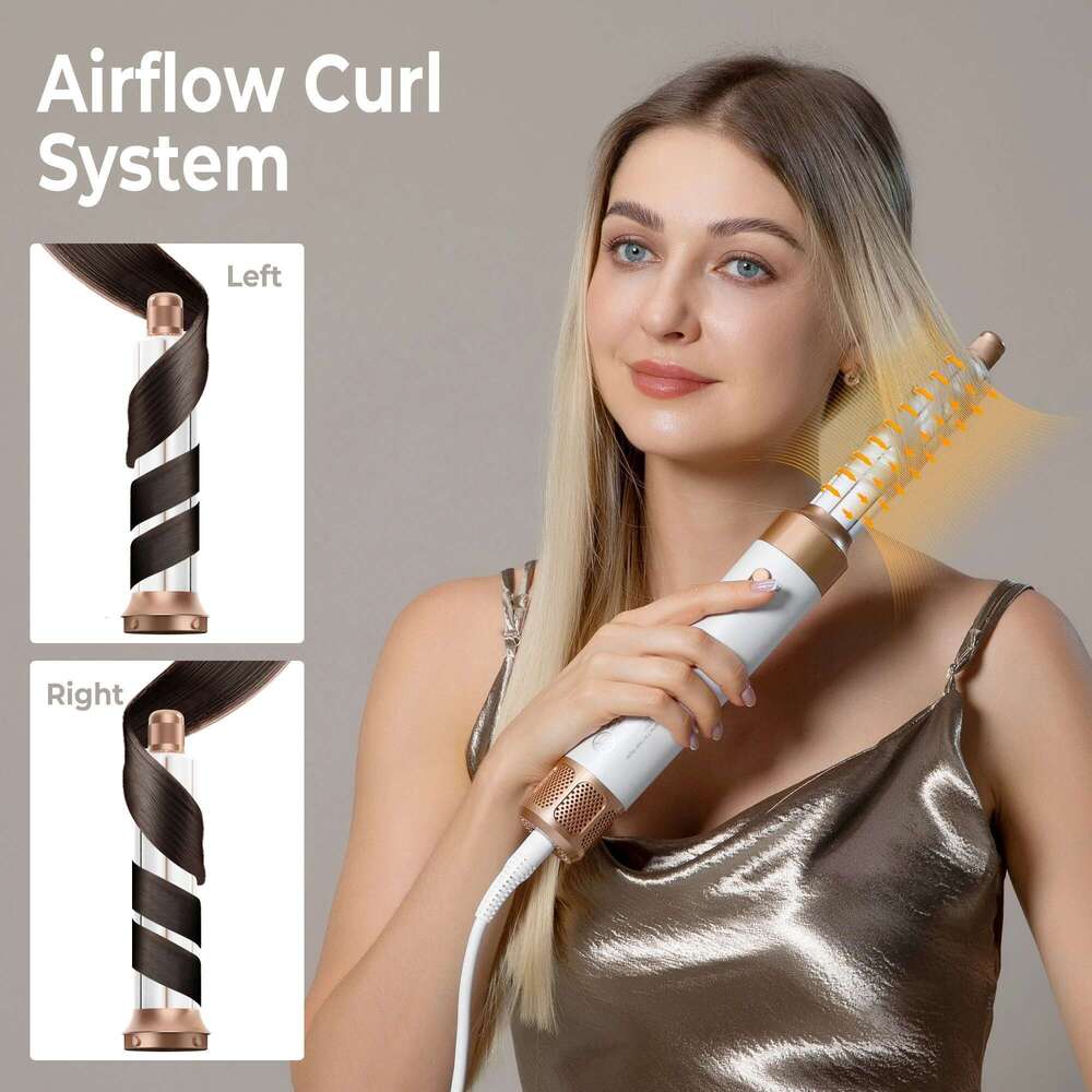 7 In 1 Brush Brushless High Speed with Diffuser Ionic Blow Dryer Hot Air Styling Comb Auto Hair Curler