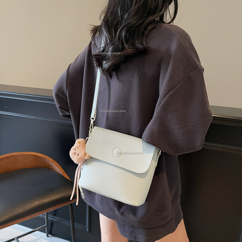 Women's Minimalist Designer Bag New Lychee Pattern Wide And Narrow Double Strap Shoulder Bag Magnetic Buckle Zipper Crossbody Bag Shopping Bag Fr