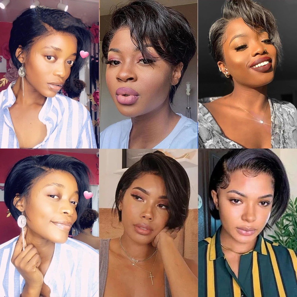 Short Pixie Cut Wigs Human Hair 13x4x1 Side Part Bob Lace Front Human Hair Wigs for Women Straight Hair Remy T Part Lace Wigs 250512