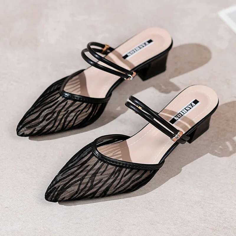 2024 Summer New Fashion Comfortable Casual Versatile High Sandals Toe Thick Heel Slippers