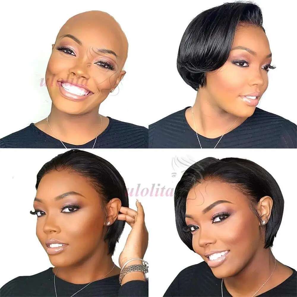 Pixie Cut 13X4 Transparent Front Wigs For Women Short Bob Brazilian Straight Hd Lace Frontal Human Hair Wig 200 Density