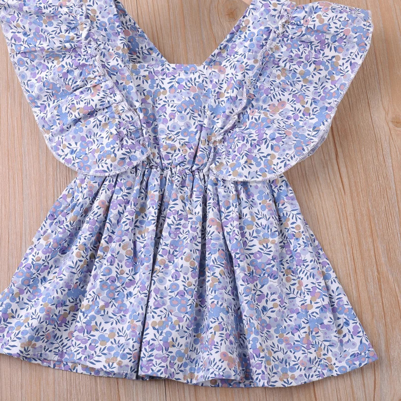 Summer Floral Flying Sleeve Top For Girl Blouse For Girls T-Shirts Children Clothes Young Children Girl Clothes 250515