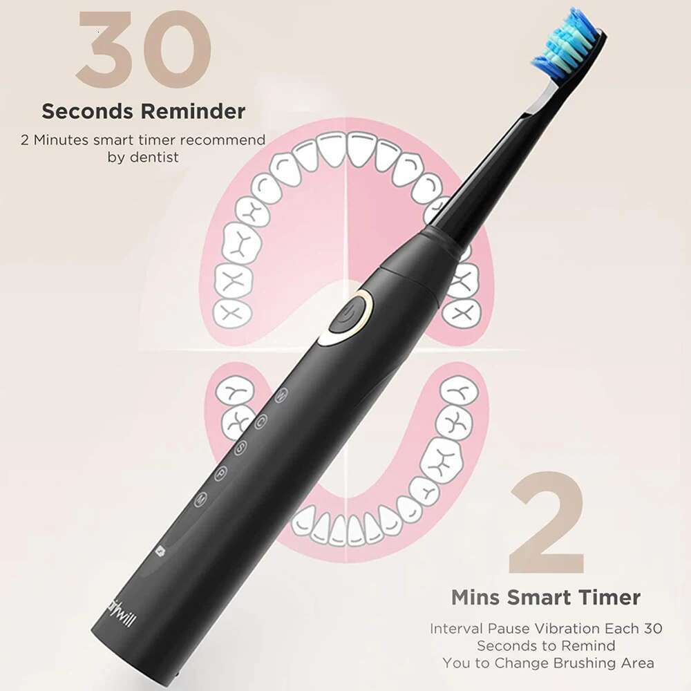 Fairywill Electric Toothbrushes for Adults Kids 5 Modes Smart Timer Rechargeable Whitening Sonic Toothbrush with 10 Brush Heads