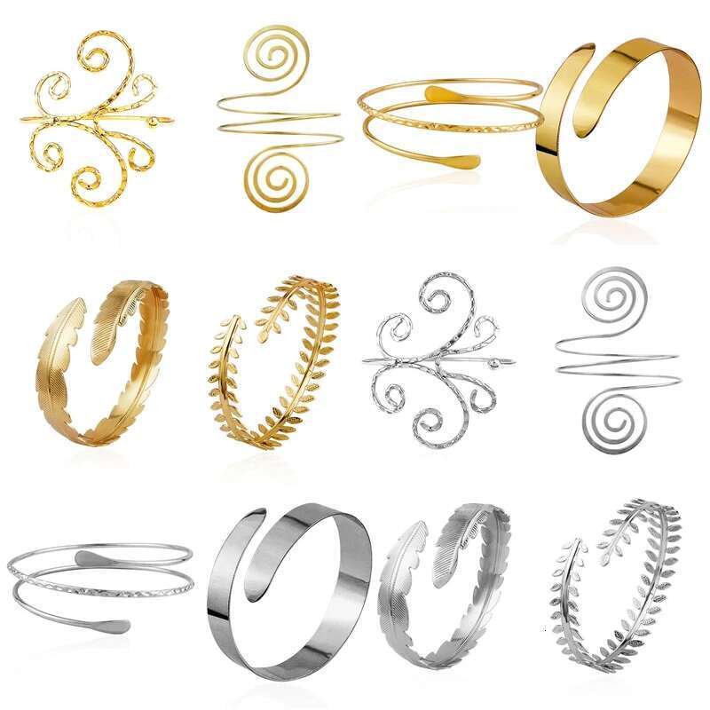 Bohemian Butterfly Leaf Charm Upper Bracelet Chain Metal Hollow Out Geometric Pattern Retro Arm Cuff Bangle Body Bracelets