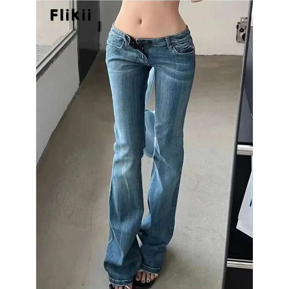 2025 Spring Haruku Sheath Jeans Female Vintage Slim Streetwear Style Retro Y2k Pants Women's High Waist Flared Denim Trouser Designer