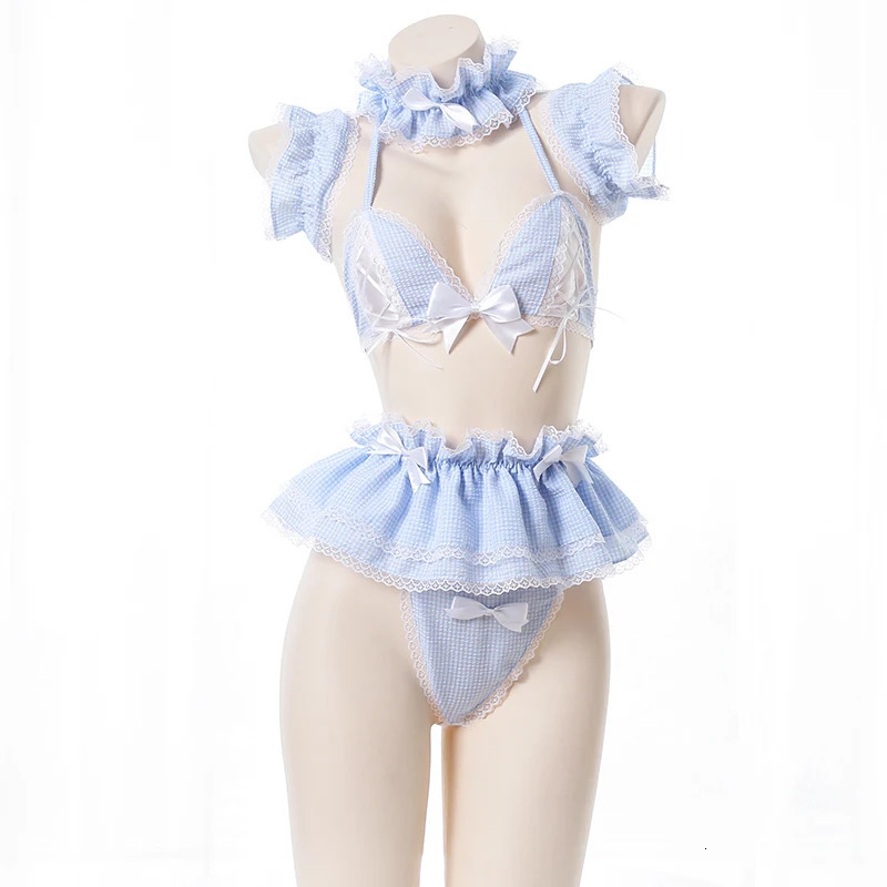 Japanese Lolita Cute Maid Uniform Kawaii Anime Sexy Bunny Girl White Pink Anime Role Play Lingerie Outfits Underwear 250515