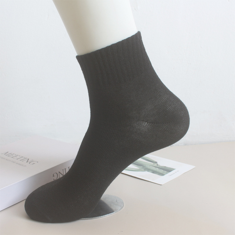Men's Socks 8 Pairs Black Business Mid Length Soft Warm Autumn/winter Solid Color Casual Men's Socks Basketball Sports Socks