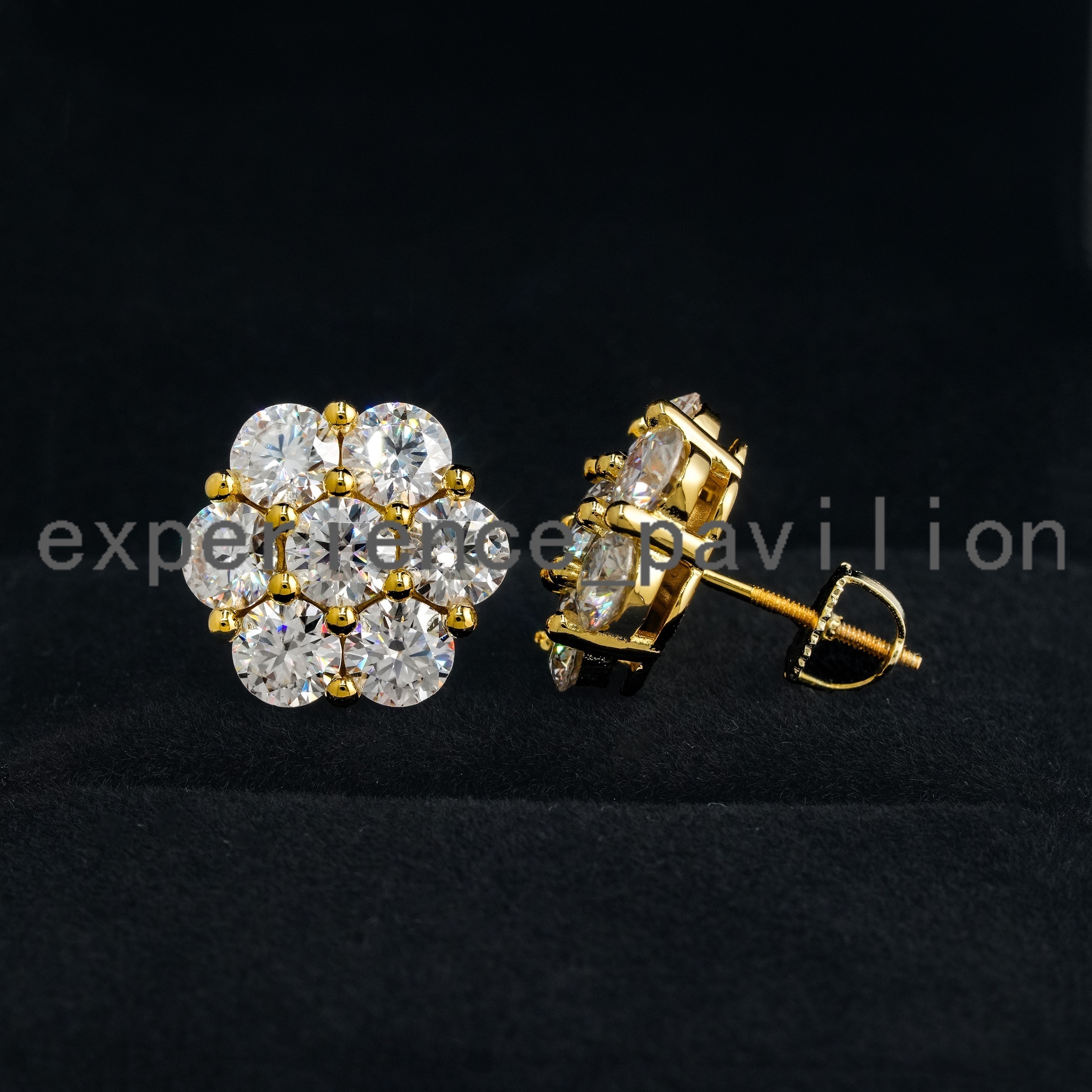 Flower Design Stud Earring Hip Hop Jewelry Gold Plated 925 Sterling Silver Iced Out VVS Diamond Moissanite Earring Hot Sale