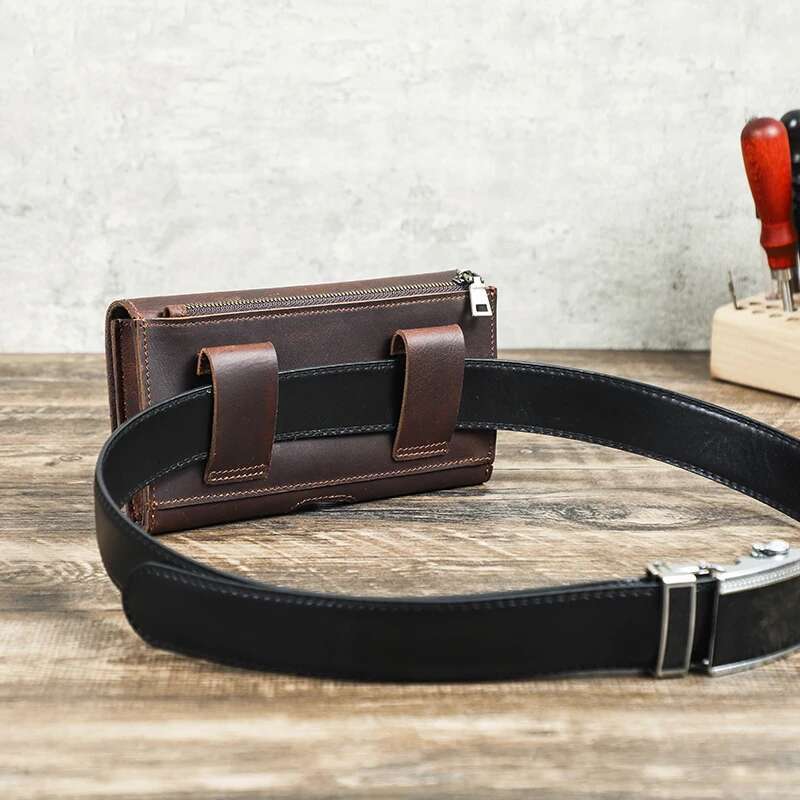 contacts genuine leather men travel small waist pouch phone pocket casual male fanny belt bag designer handbag