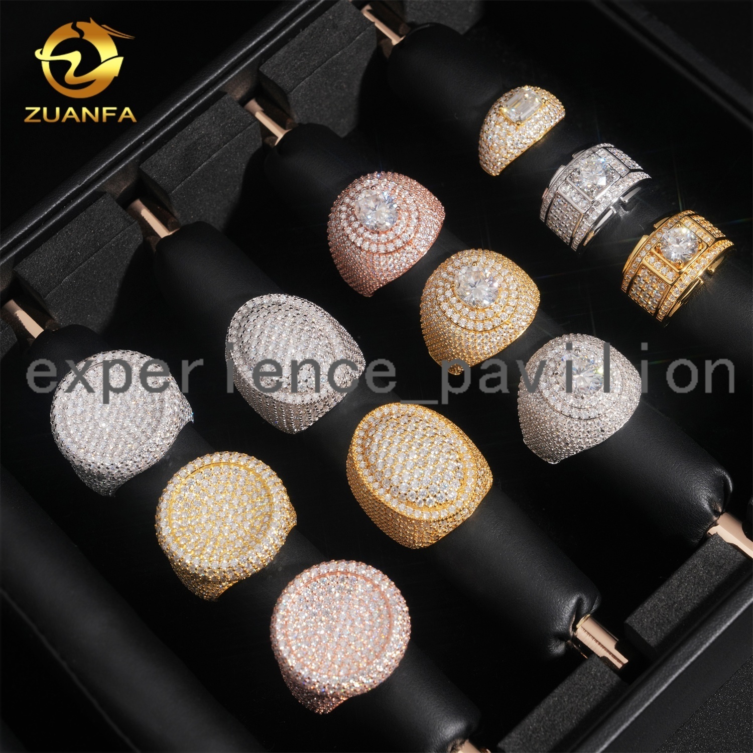 Ready to Ship Iced Out Moissanite Hip Hop Ring for Men Fully Iced 925 Sterling Silver Men Diamond Ring Pass Tester