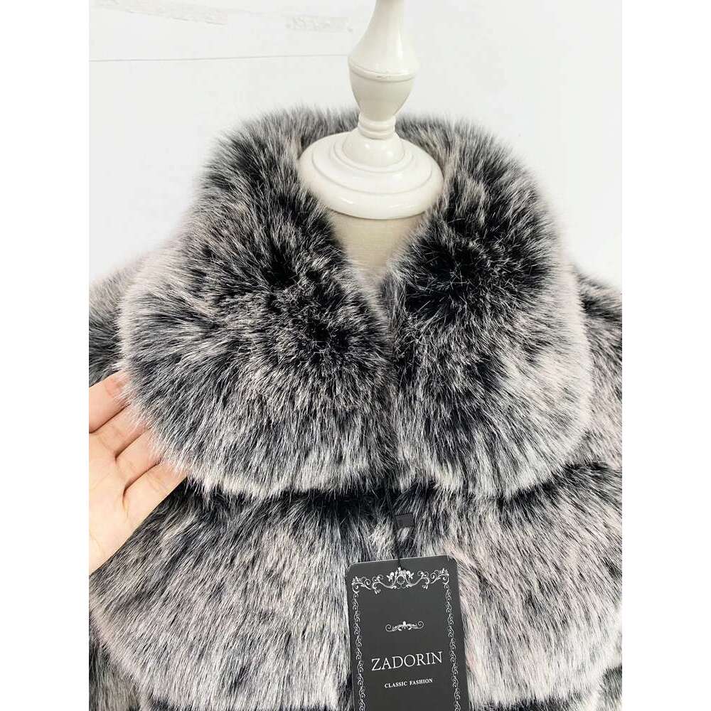 ZADORIN Fashion Cropped Top FAUX Fox Coat Turn Down Collar Winter Coats Women Fluffy Fur Jacket