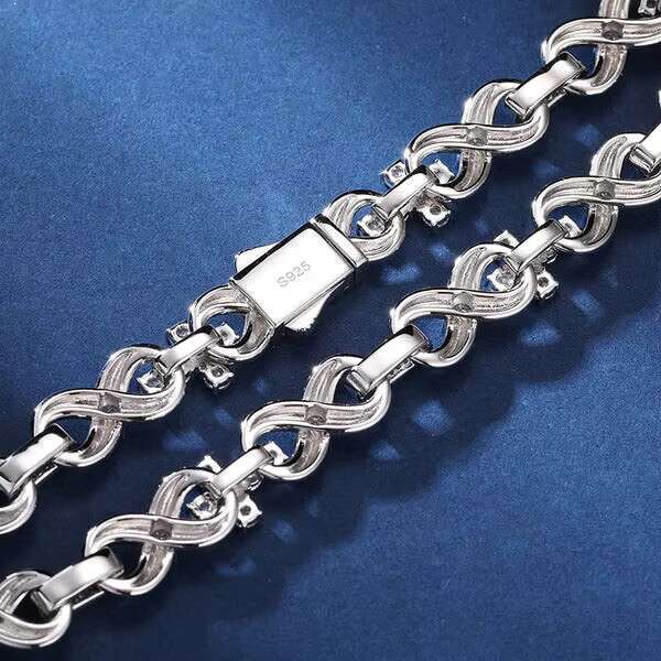 S New Iced Out Cross Infinity Bracelet With Baguette Link For Women Men Moissanite Sterling Sier Hip Hop Party Jewelry Gift