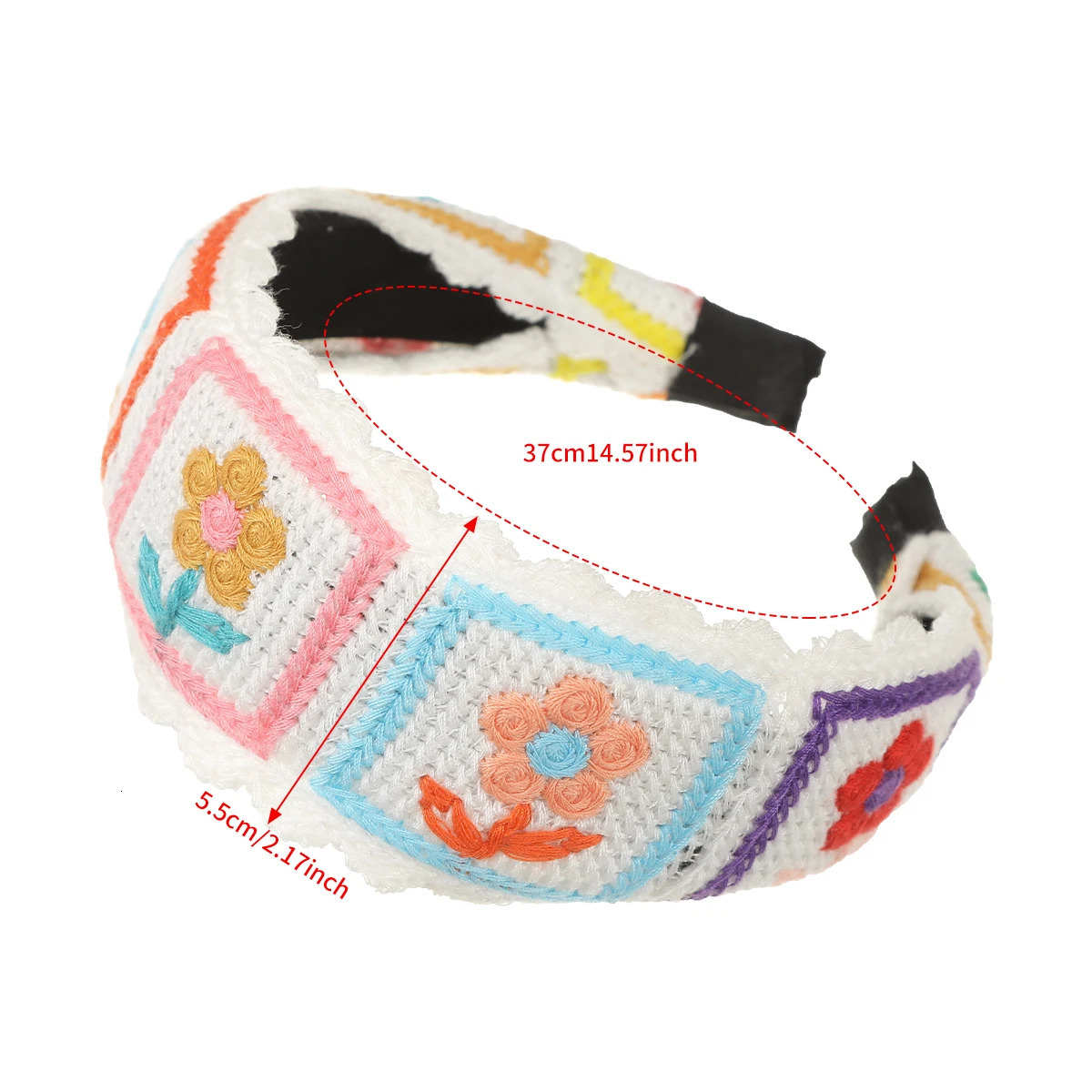 AWAYTR Patchwork Knitted Floral Hair Band Women Plastic Bezel Girls Hair Hoop Thin Edge Headband Hair Accessories Hairband 250509