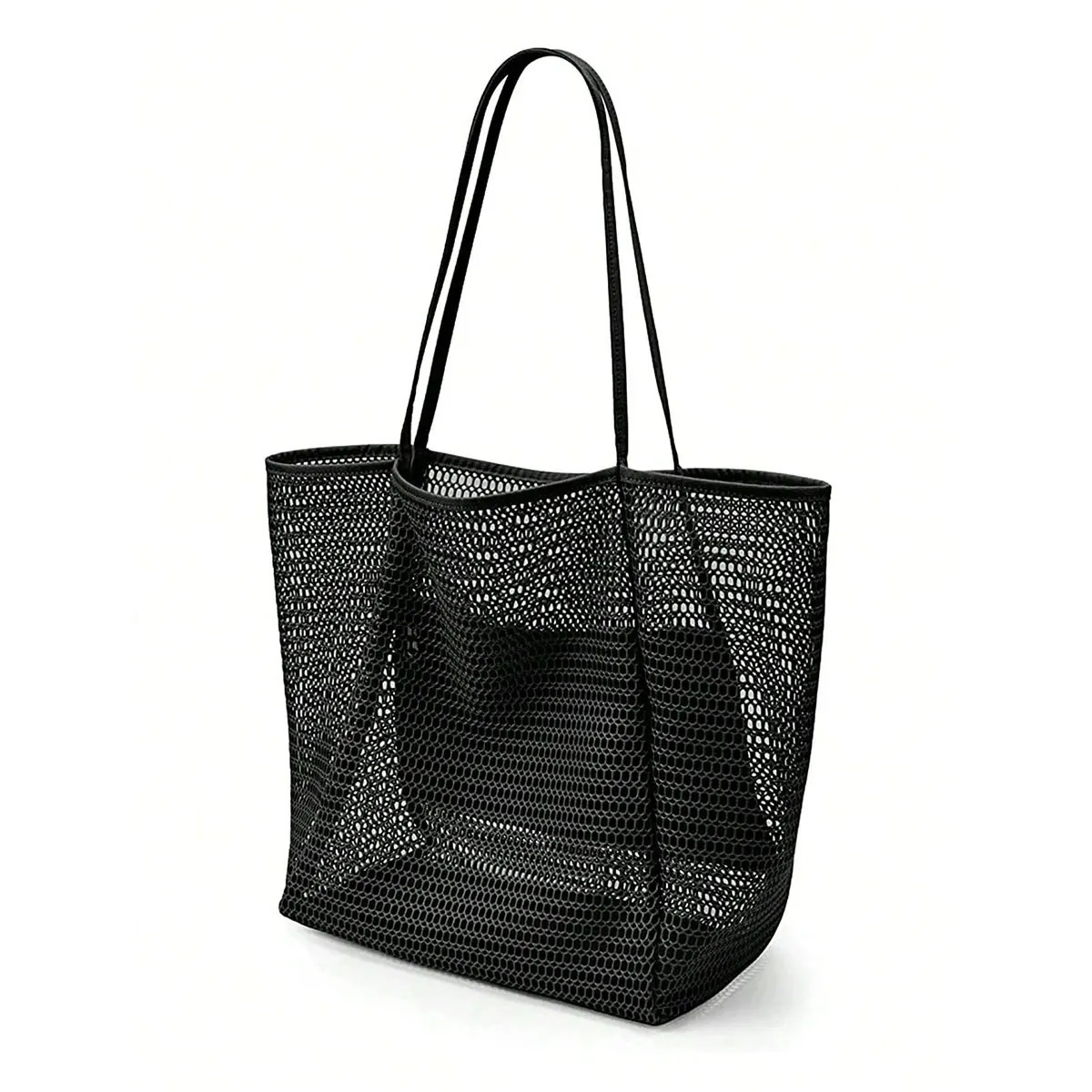 Mesh single shoulder tote bag for women hand-held for washing swimming clothing storage beach bag 250515
