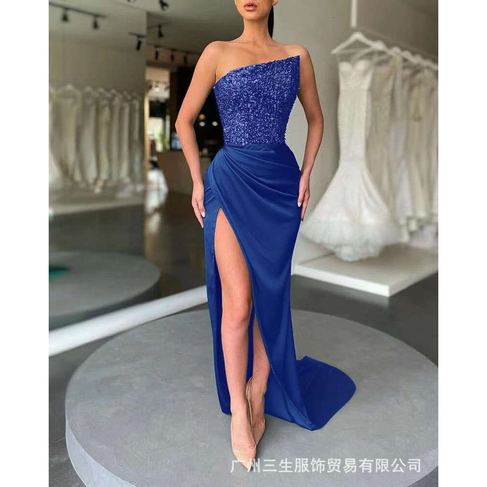 green sequined fairy long sleeveless fashion jumpsuit, mid length evening dress, 2025 new style, chic and elegant clothing