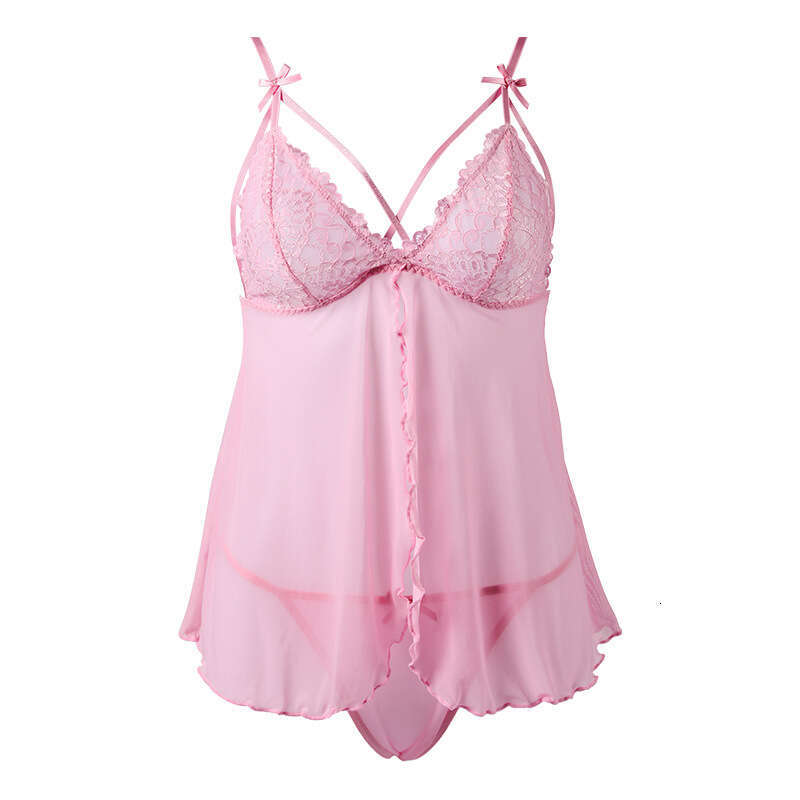Patent Leather Sexy Lingerie Sexy And Fun T Shirt Set For Large Size Lace Exquisite Bow Tie Women S Underwear With Hanging Sleeping Dress KQ