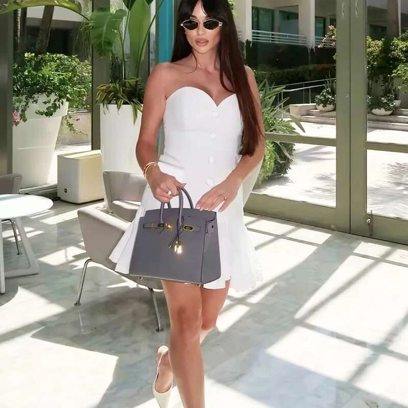 TRAF Women's 2024 Summer Tanks&Camis Elegant Tube Top Ladies Fashion Casual White Black Sleeveless Backless Corset Tops