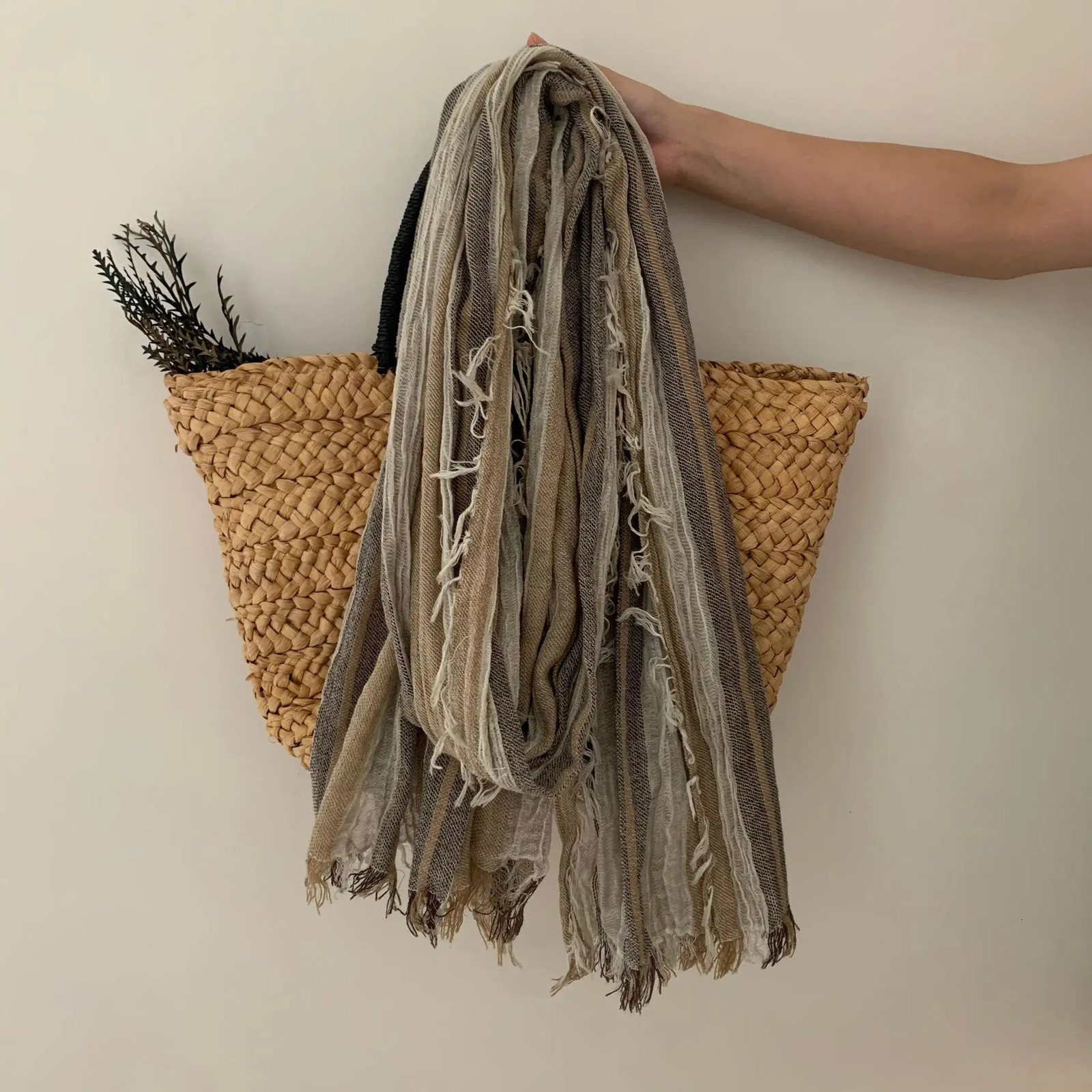 Cotton Linen Tie-dye Striped Mens Scarf Autumn Winter Warm Men Scarves Tassel Long Shawl Male Accessories Bufanda Wraps 250514