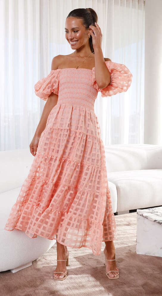 2025 new one-piece collar lantern sleeve layered patchwork dress