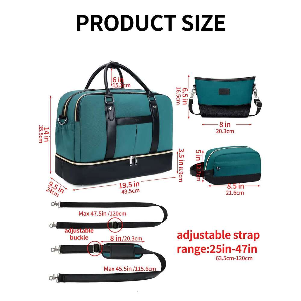 Women's Large Overnight Canvas Travel Trolley Covers Bags Handbags Tote With Shoe Spacer 21 Inch 3 Piece Set