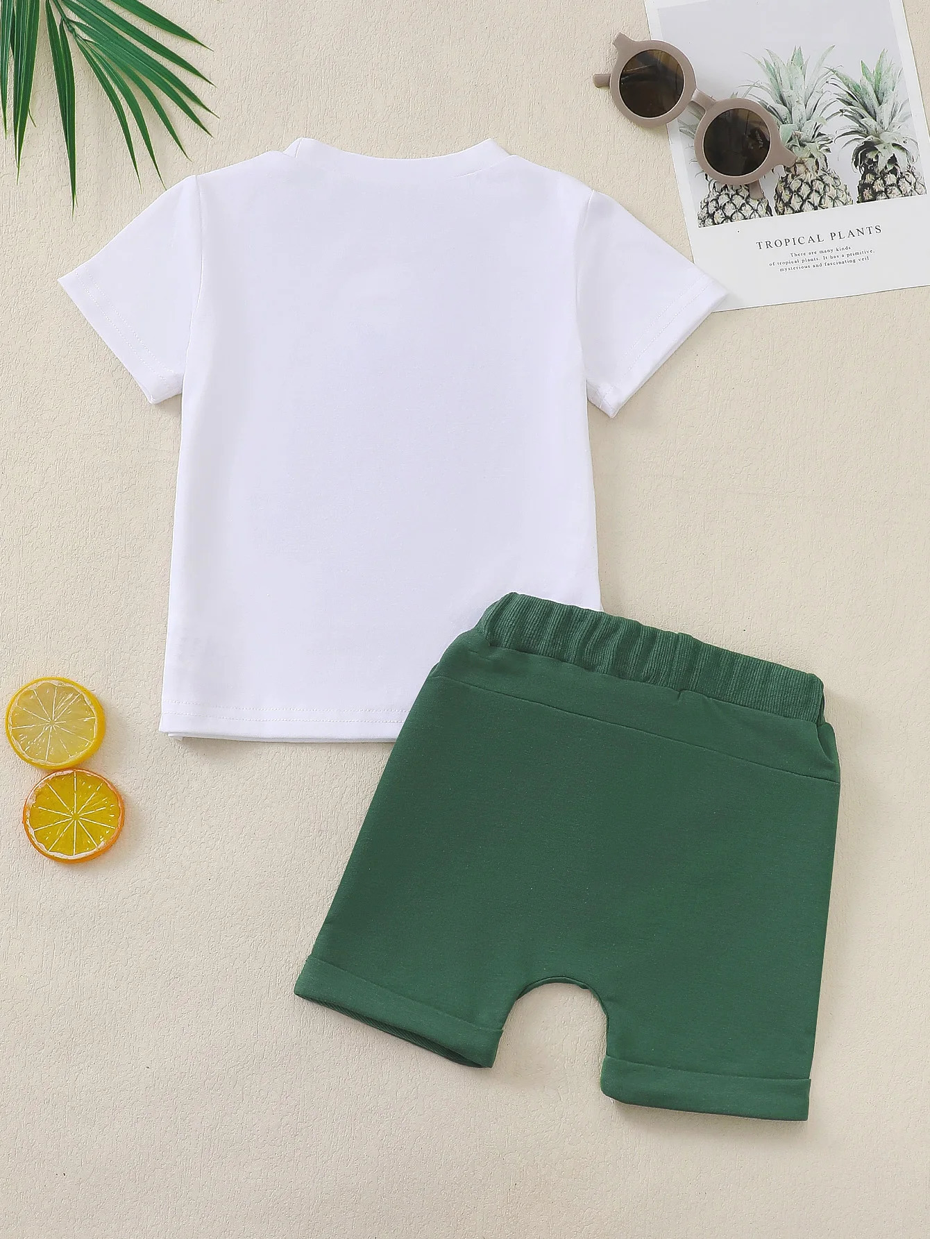 Baby Boys Summer Short Sleeve Outfit Coconut Tree Pattern Infant Clothing Set Comfortable And Stylish Toddler Ensemble 250515