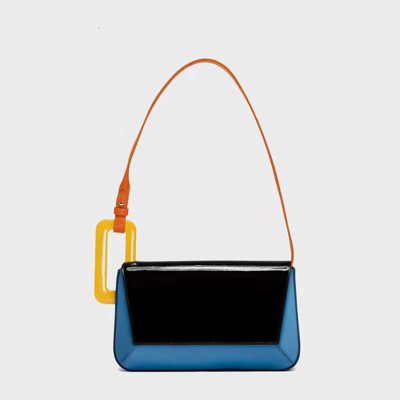 2025 Summer New Niche Design shoulder bag Fashionable And Simple Single Shoulder Trendy Armpit Bag Spliced Contrasting Color Women's Bag