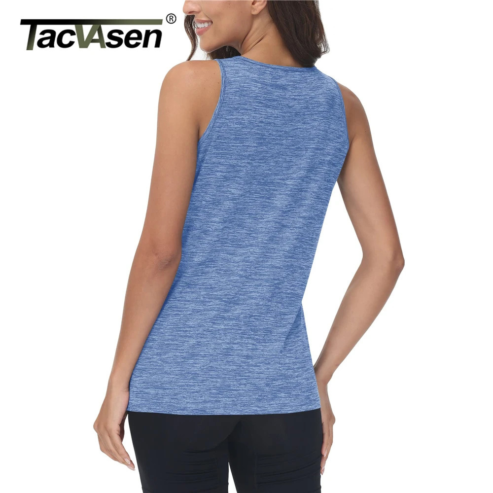 TACVASEN Summer Tank Tops Quick Dry Womens Athlete Performance Vests Crew Neck Running Outdoor Sportswear Tee Shirts 250515
